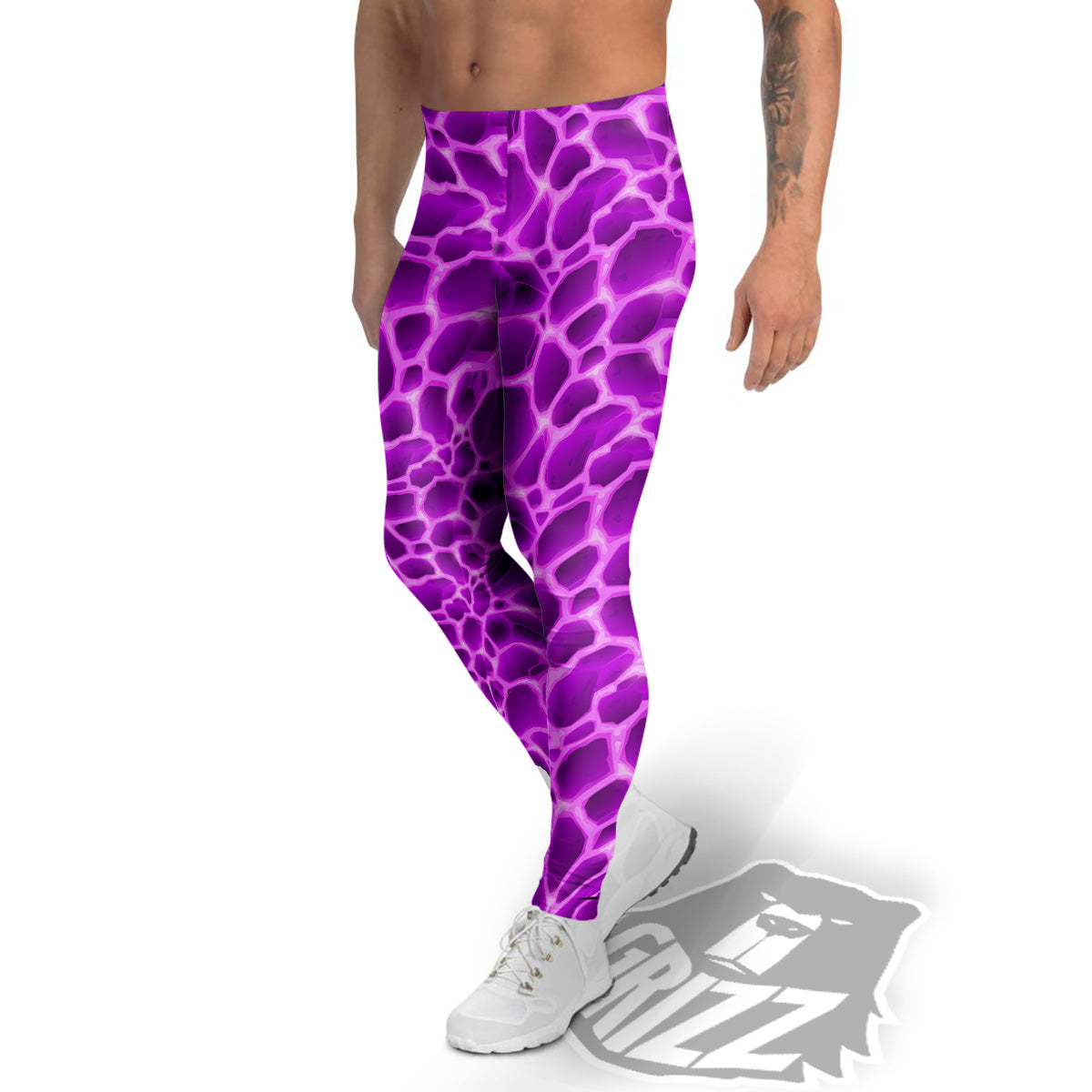 Liquid Lava Purple Print Pattern Men's Leggings-grizzshop