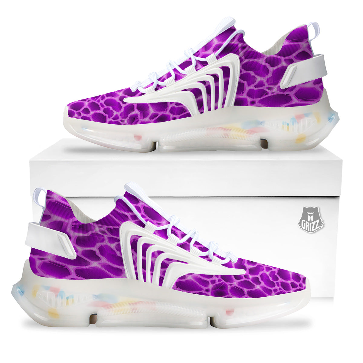 Liquid Lava Purple Print Pattern White Gym Shoes-grizzshop