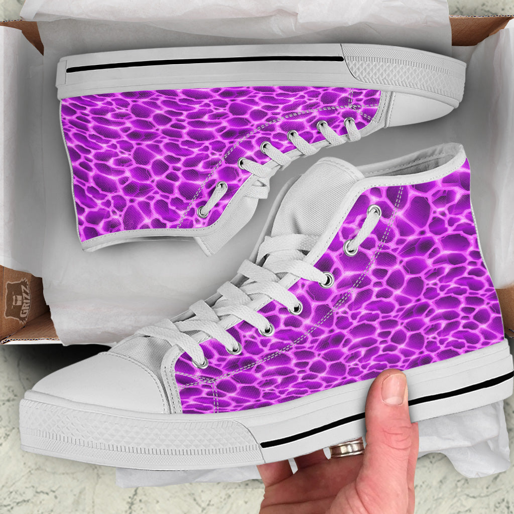 Liquid Lava Purple Print Pattern White High Top Shoes-grizzshop