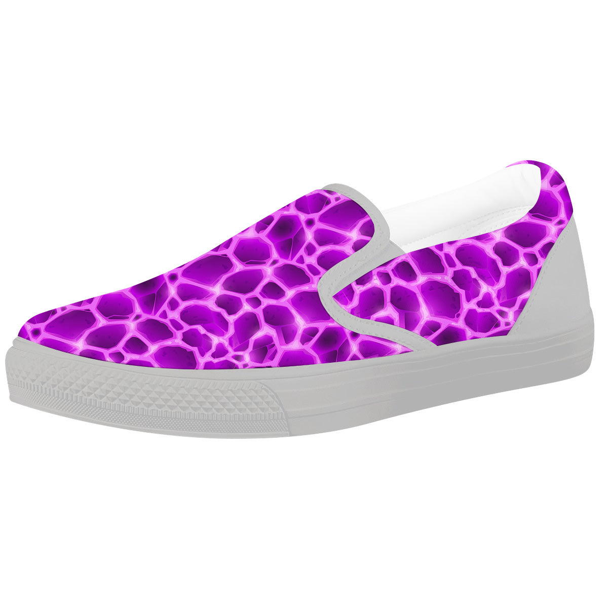Liquid Lava Purple Print Pattern White Slip On Shoes-grizzshop