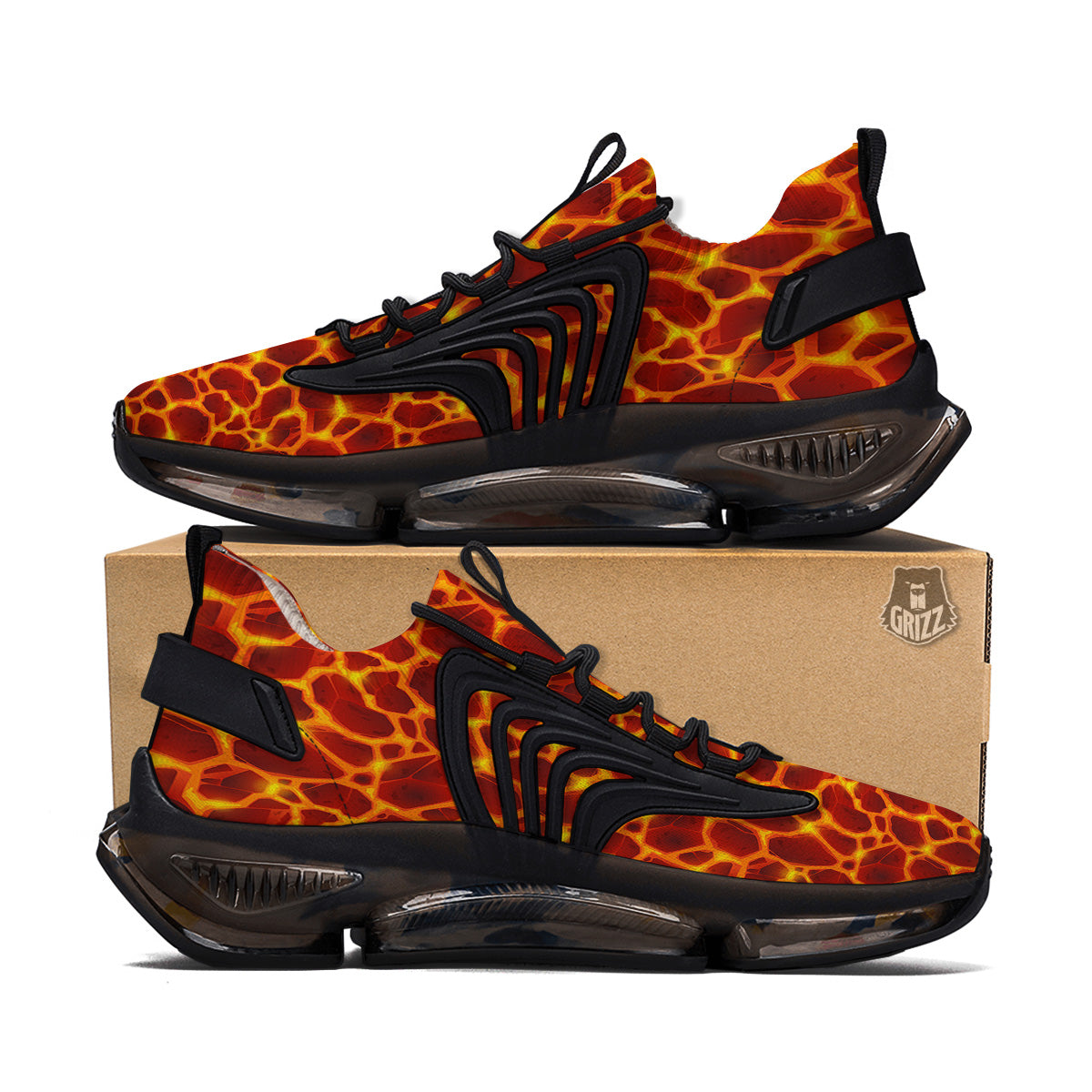 Liquid Lava Red Print Pattern Black Gym Shoes-grizzshop