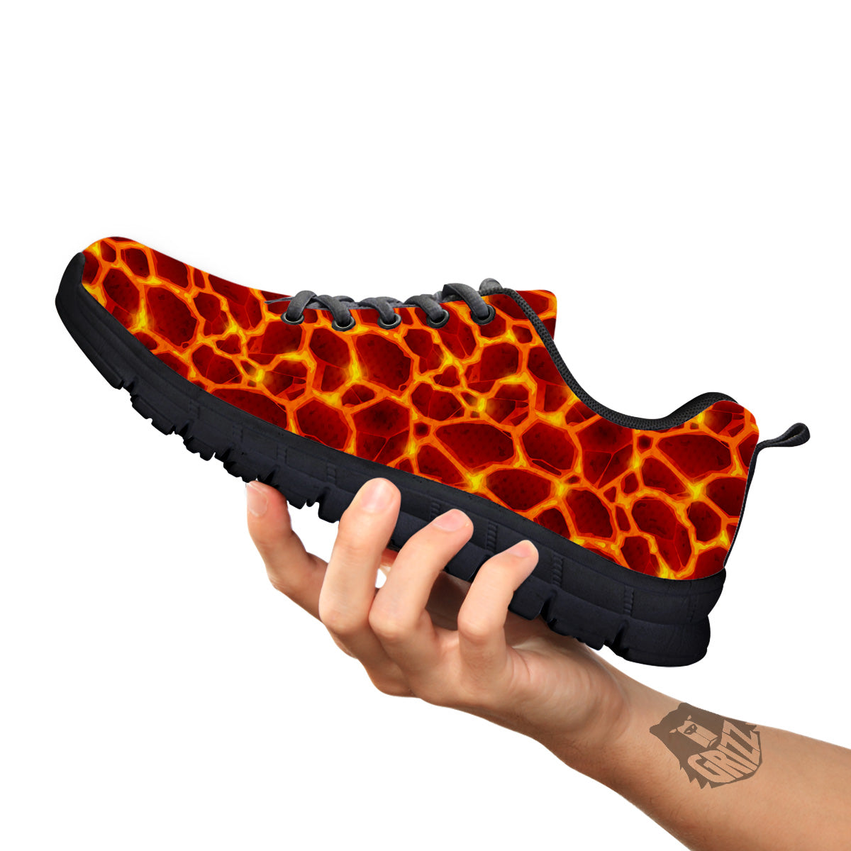 Liquid Lava Red Print Pattern Black Sneaker-grizzshop