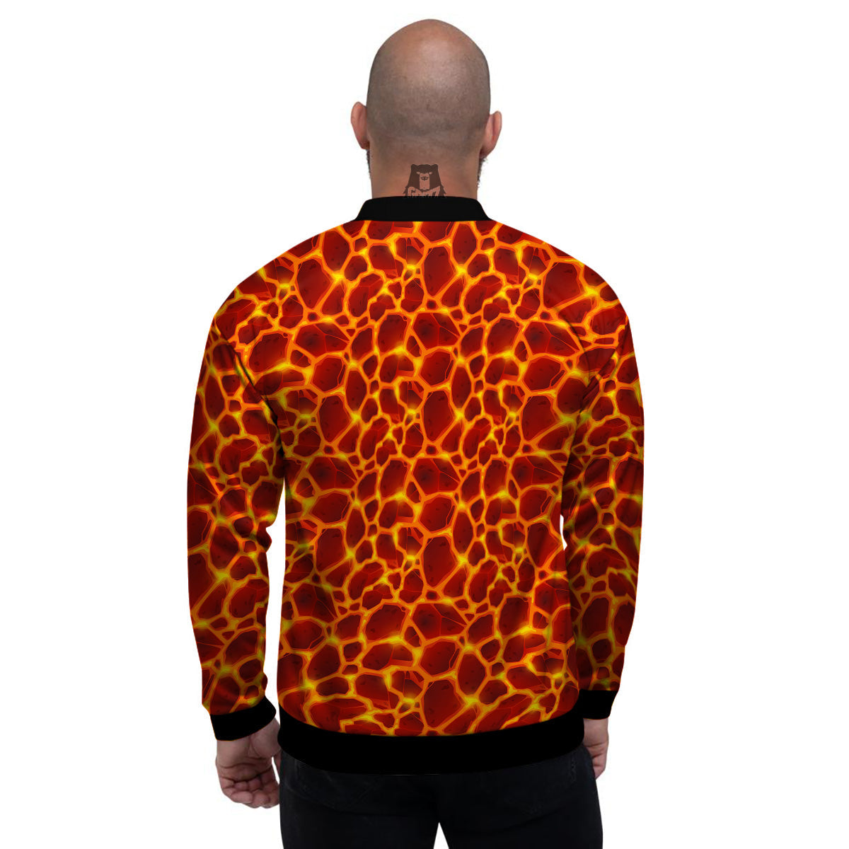 Liquid Lava Red Print Pattern Men's Bomber Jacket-grizzshop