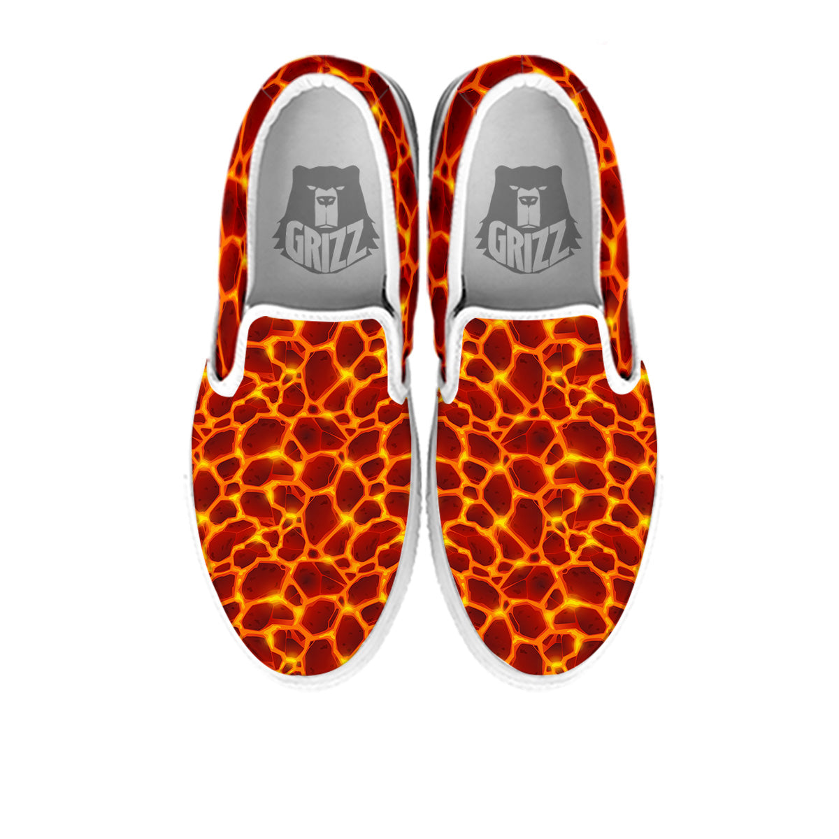 Liquid Lava Red Print Pattern White Slip On Shoes-grizzshop
