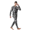 Liquid Marble Black White Print Men's Pajamas-grizzshop