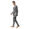 Liquid Marble Black White Print Men's Pajamas-grizzshop