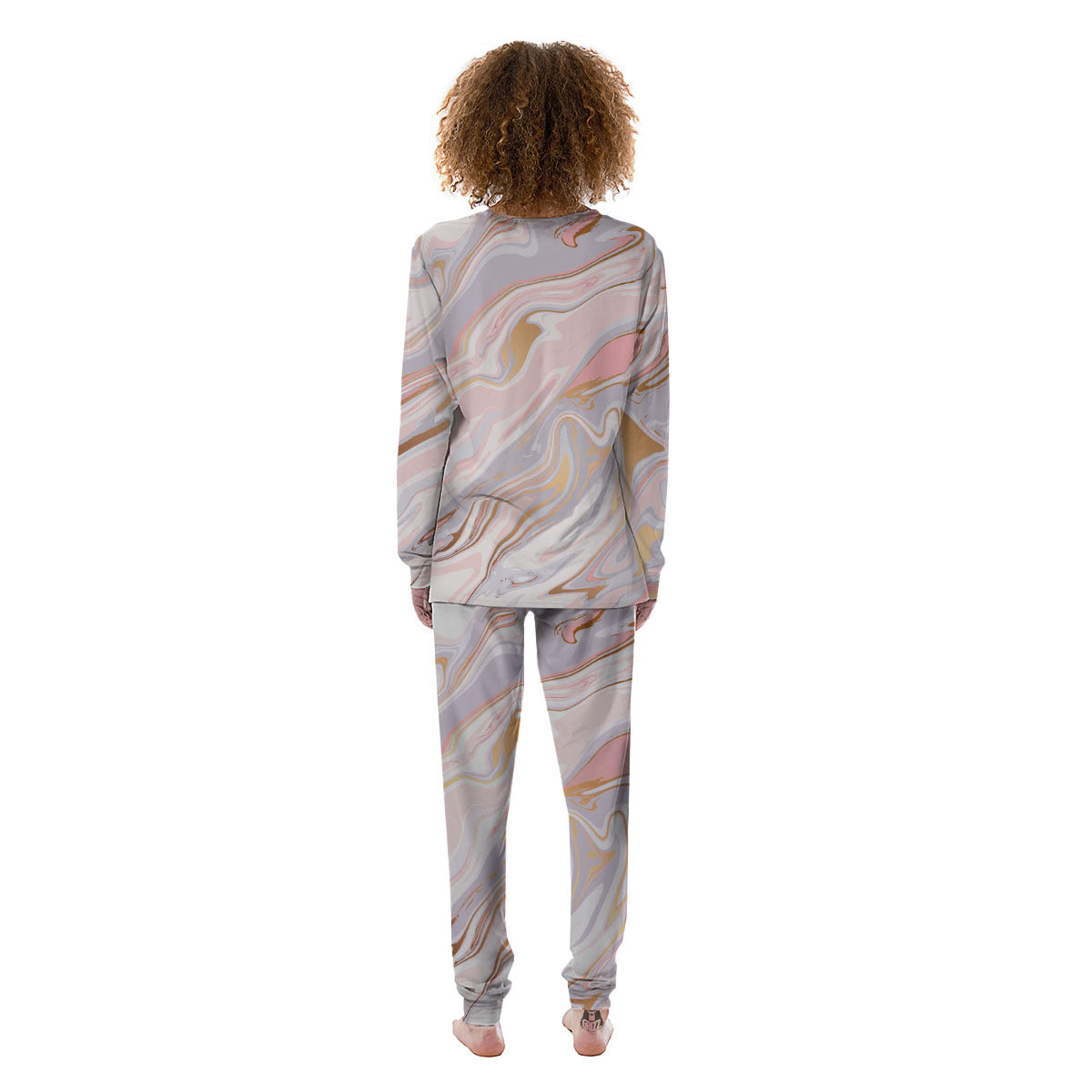 Liquid Marble Pink Print Women's Pajamas-grizzshop