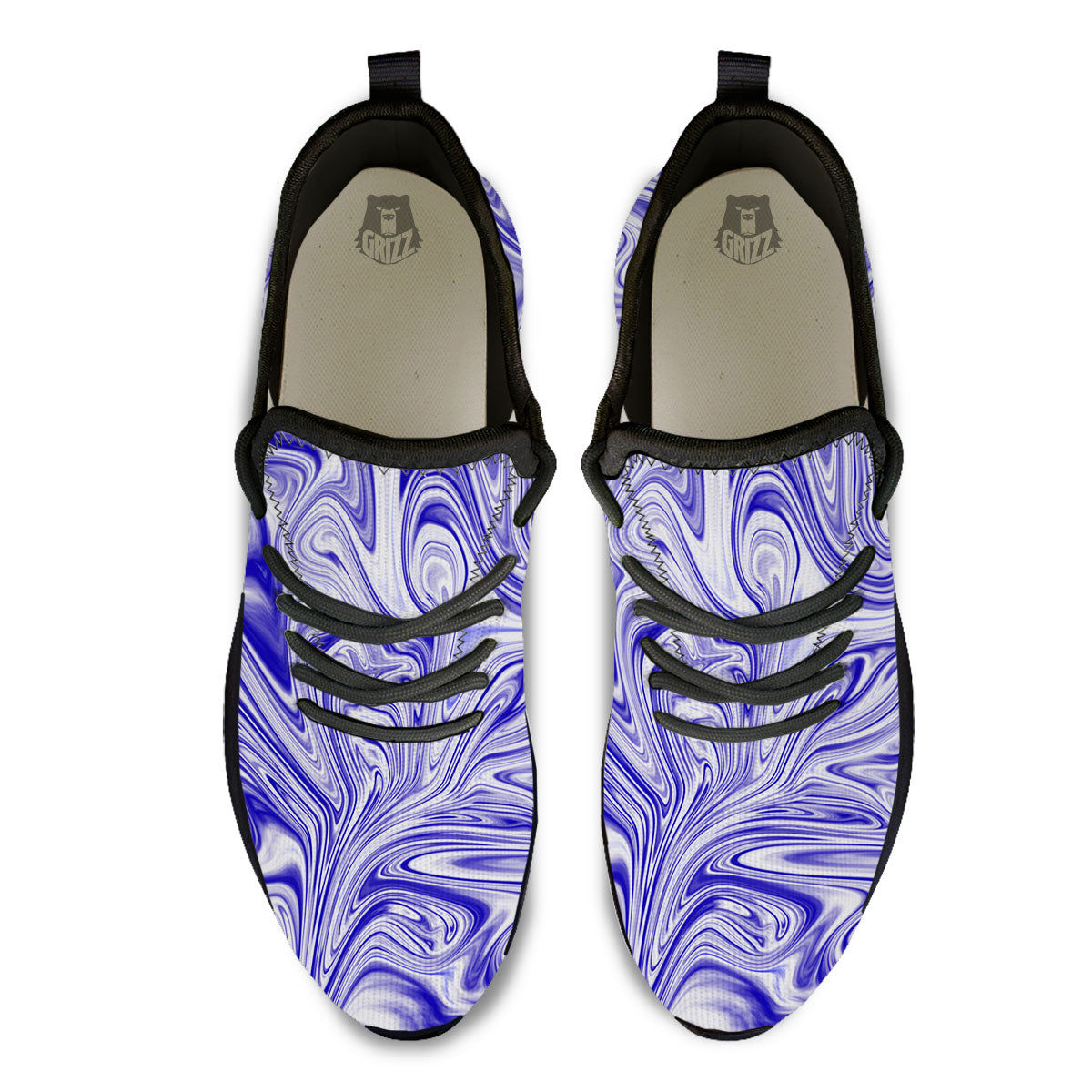 Liquid Psychedelic Print Pattern Black Athletic Shoes-grizzshop