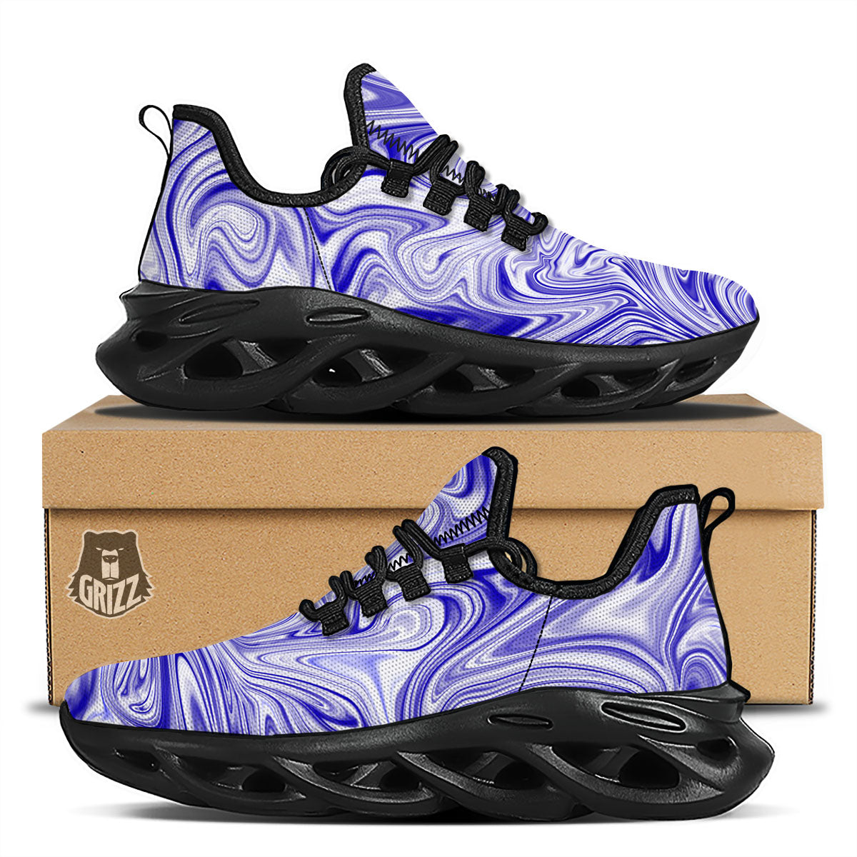 Liquid Psychedelic Print Pattern Black Running Shoes-grizzshop