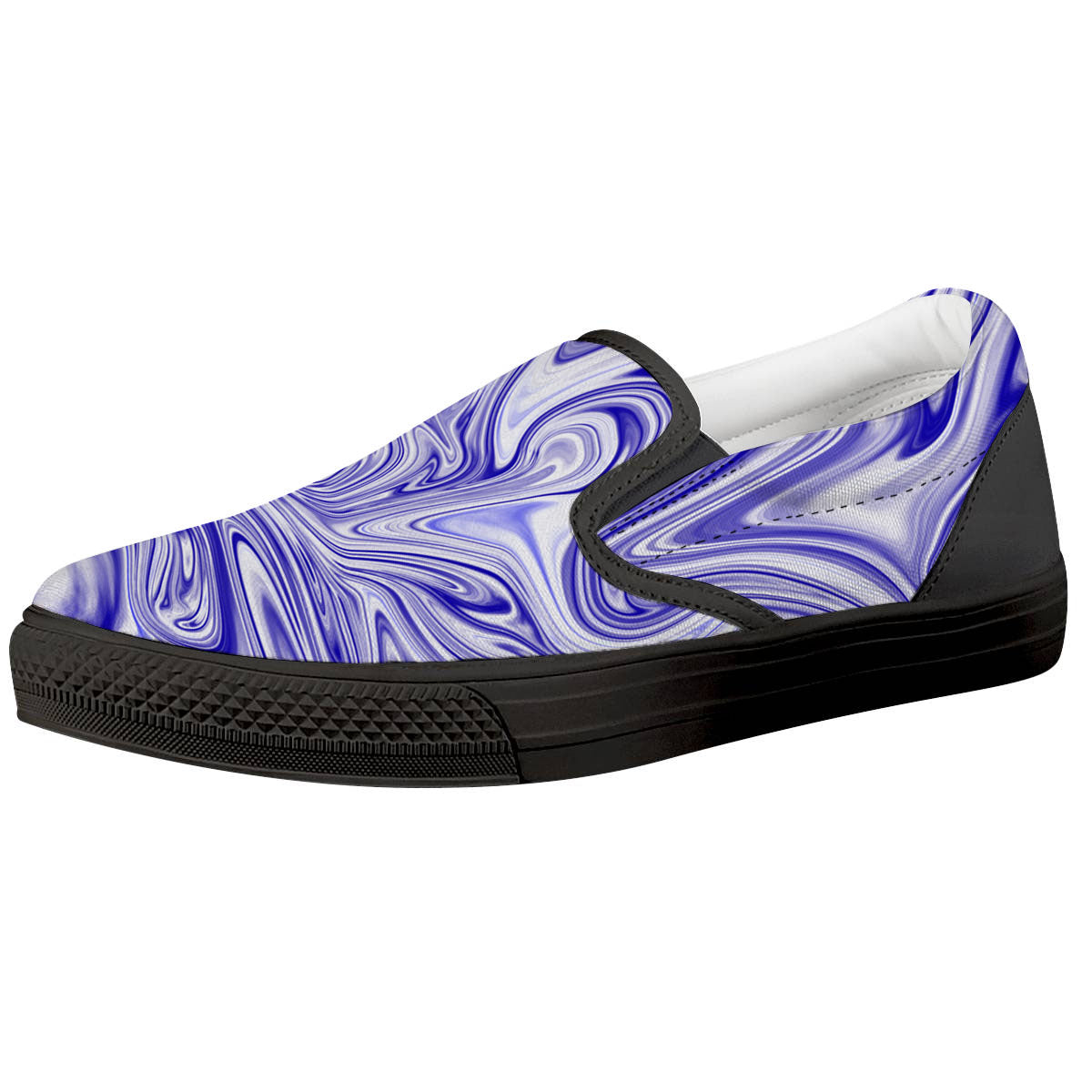 Liquid Psychedelic Print Pattern Black Slip On Shoes-grizzshop