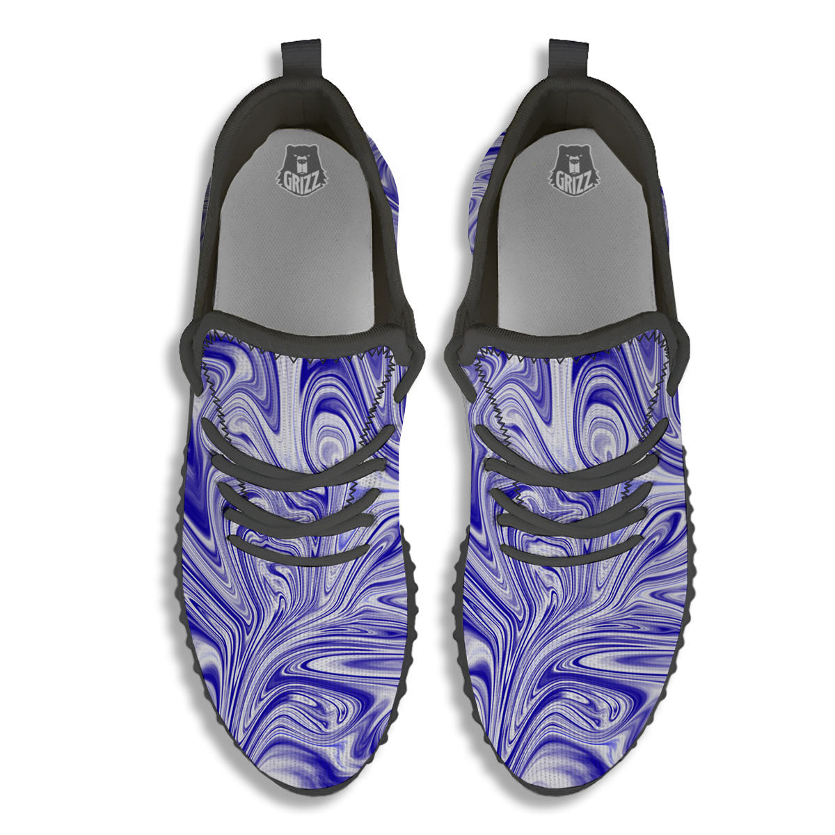 Liquid Psychedelic Print Pattern Black Walking Shoes-grizzshop