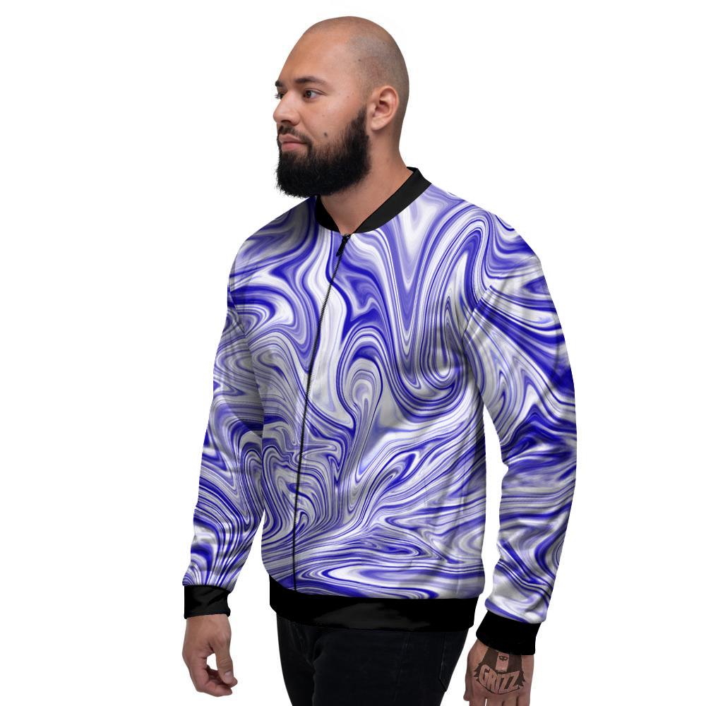 Liquid Psychedelic Print Pattern Men's Bomber Jacket-grizzshop