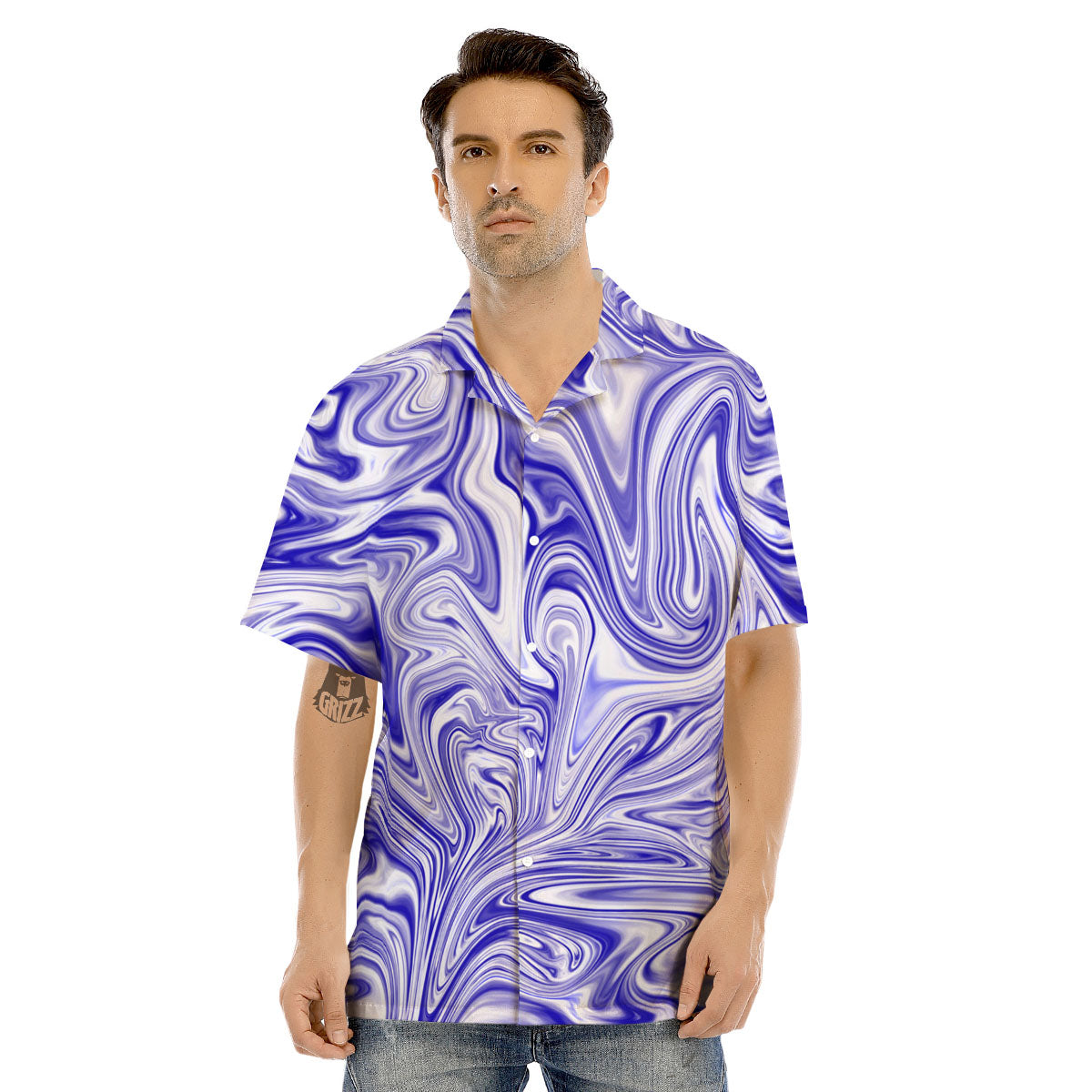 Liquid Psychedelic Print Pattern Men's Hawaiian Shirt-grizzshop