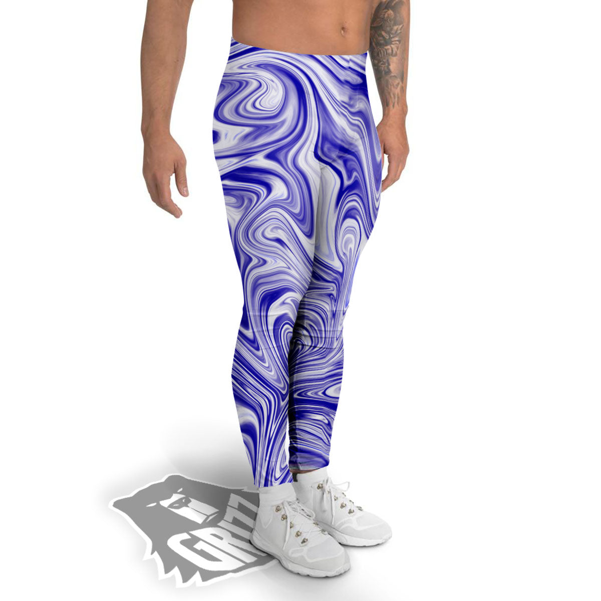 Liquid Psychedelic Print Pattern Men's Leggings-grizzshop