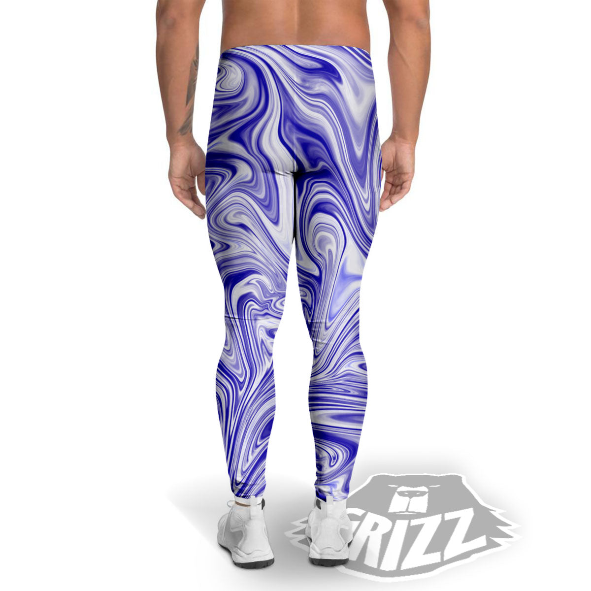 Liquid Psychedelic Print Pattern Men's Leggings-grizzshop