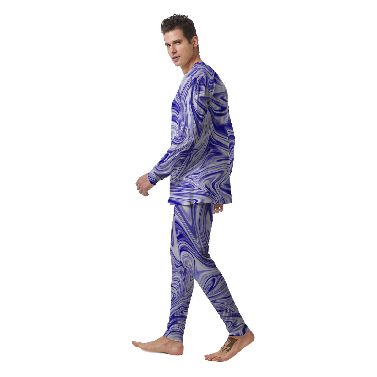 Liquid Psychedelic Print Pattern Men's Pajamas-grizzshop