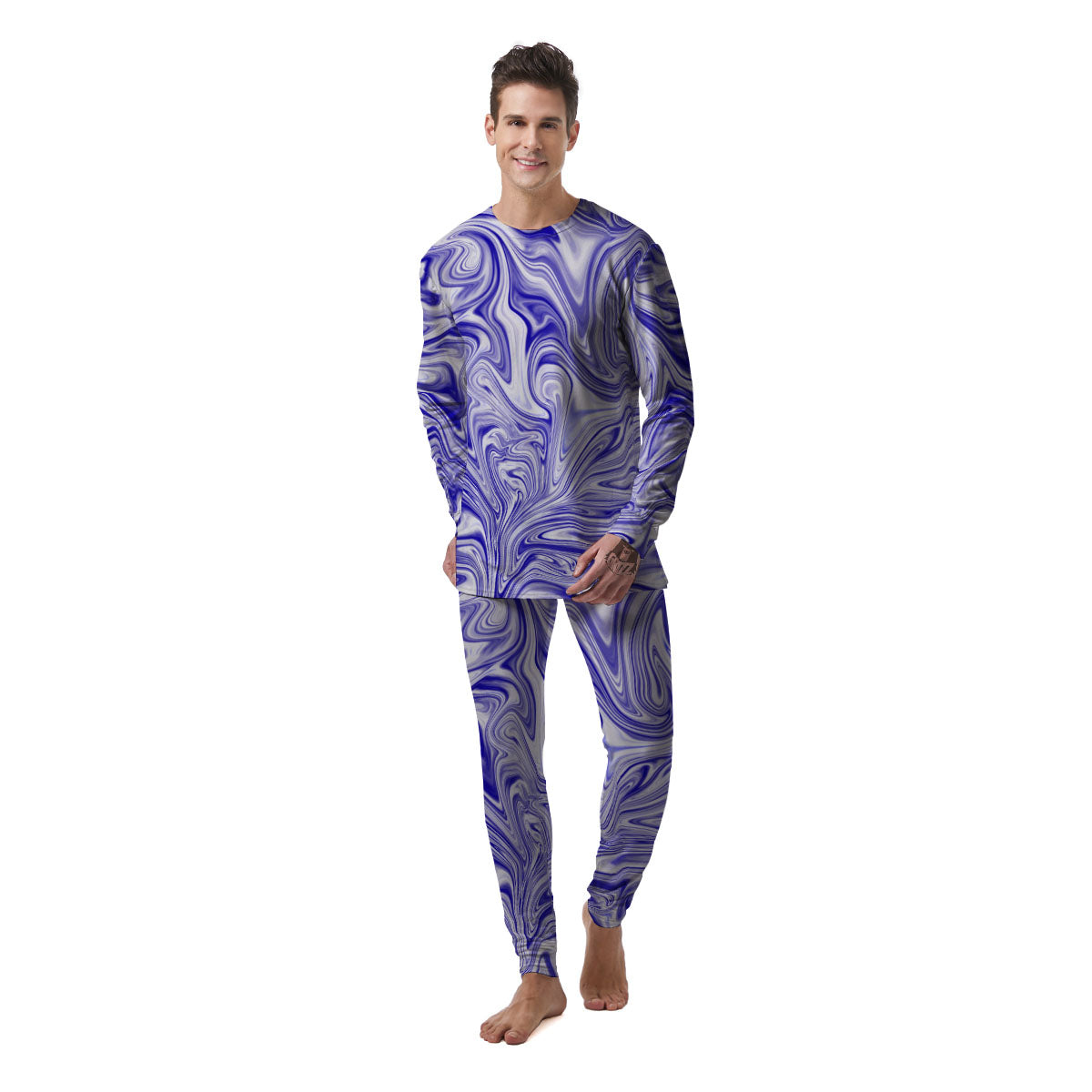 Liquid Psychedelic Print Pattern Men's Pajamas-grizzshop
