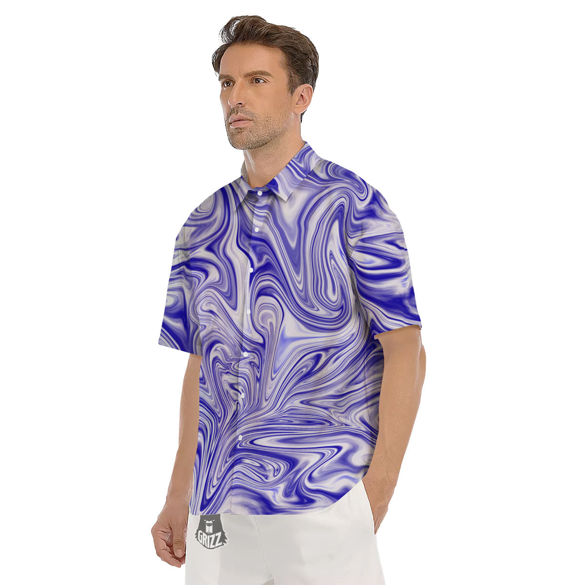 Liquid Psychedelic Print Pattern Men's Short Sleeve Shirts-grizzshop