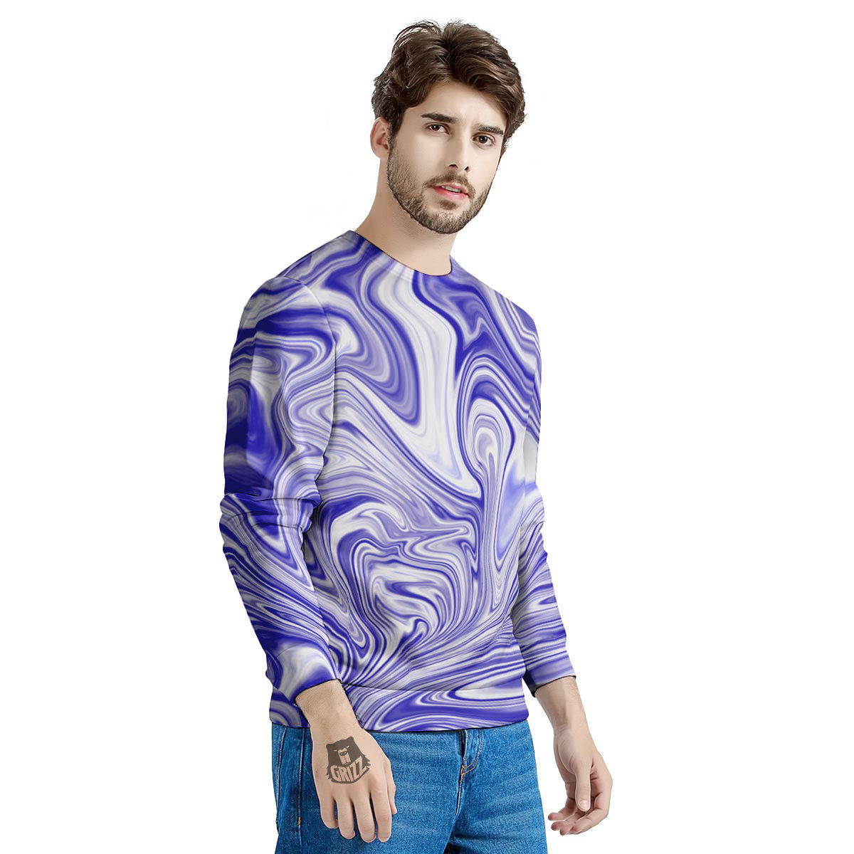Liquid Psychedelic Print Pattern Men's Sweatshirt-grizzshop