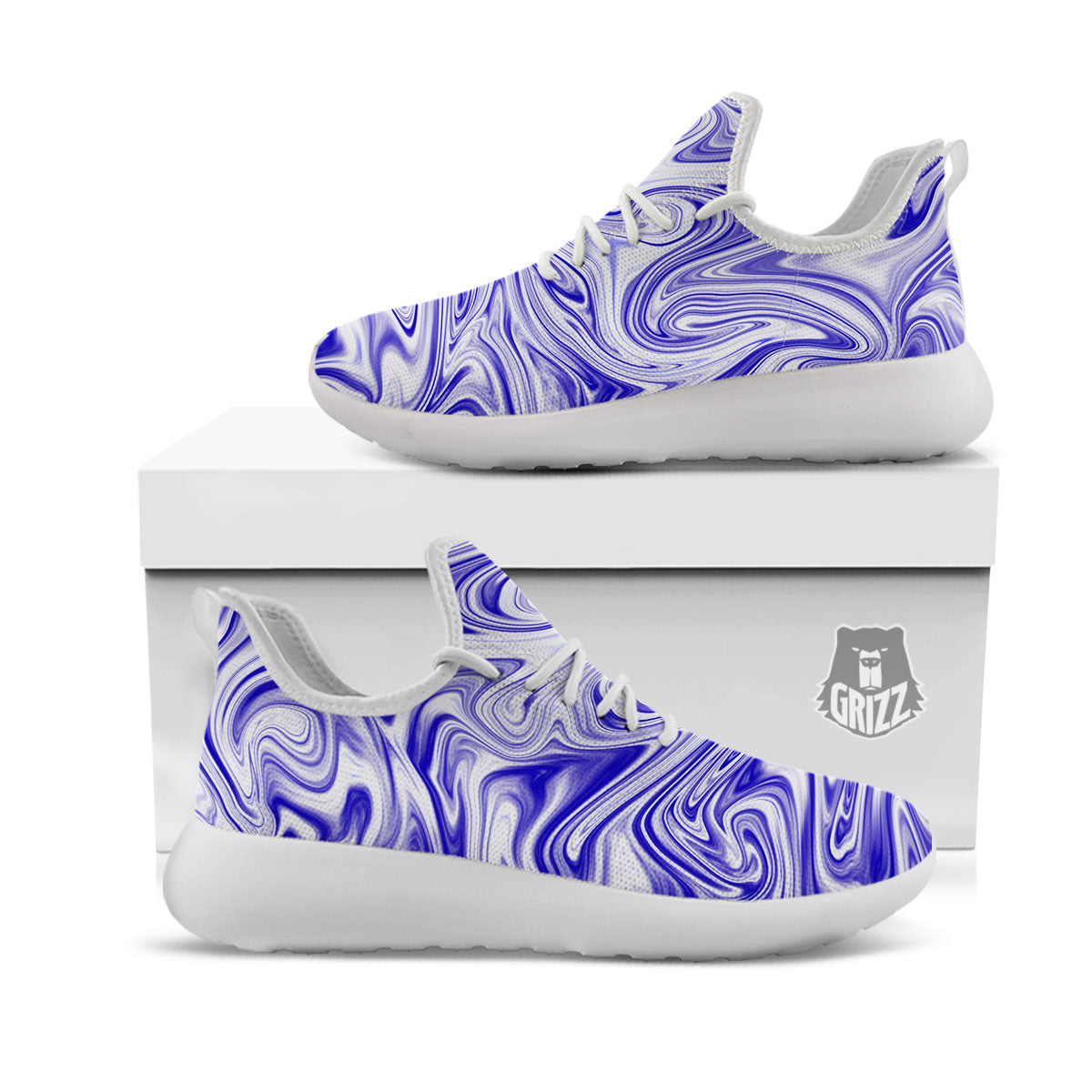 Liquid Psychedelic Print Pattern White Athletic Shoes-grizzshop