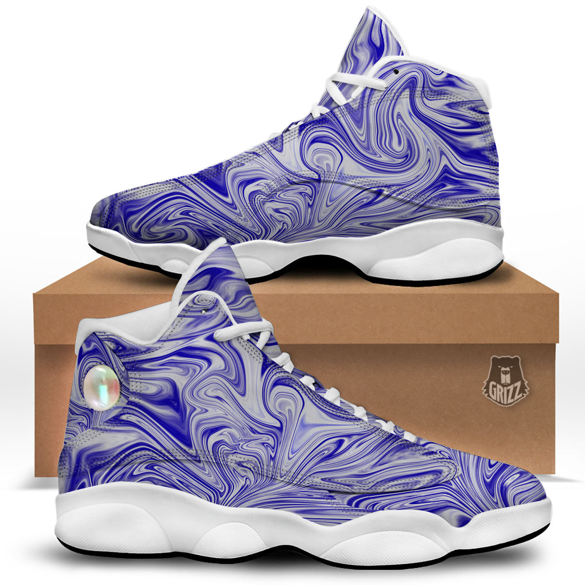 Liquid Psychedelic Print Pattern White Basketball Shoes-grizzshop
