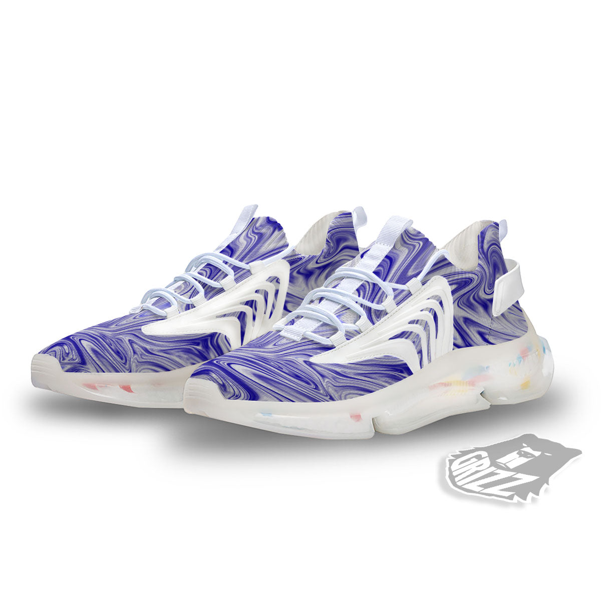 Liquid Psychedelic Print Pattern White Gym Shoes-grizzshop
