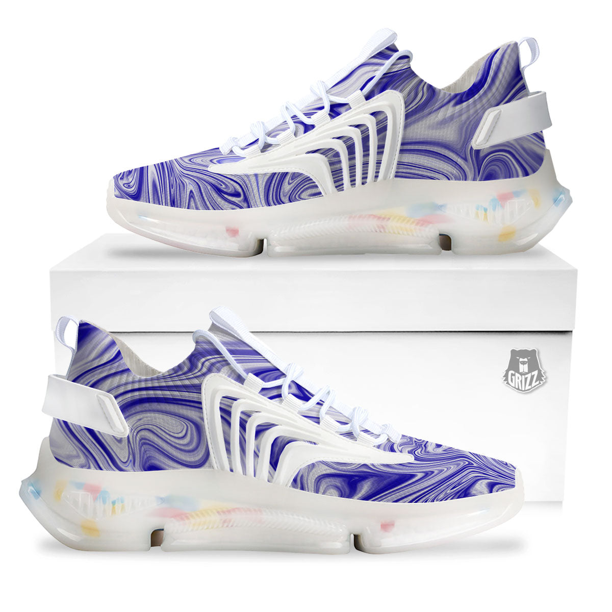 Liquid Psychedelic Print Pattern White Gym Shoes-grizzshop