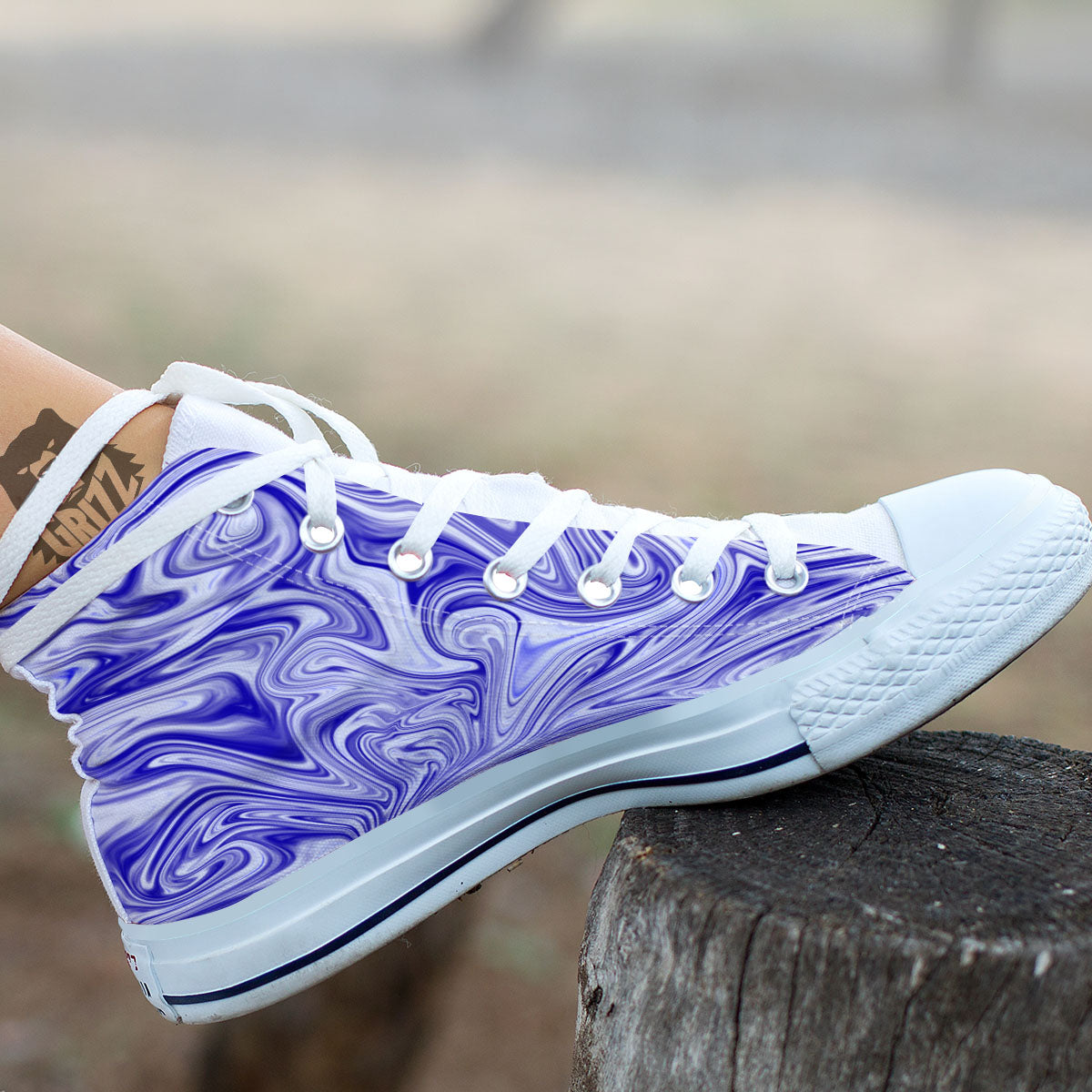 Liquid Psychedelic Print Pattern White High Top Shoes-grizzshop