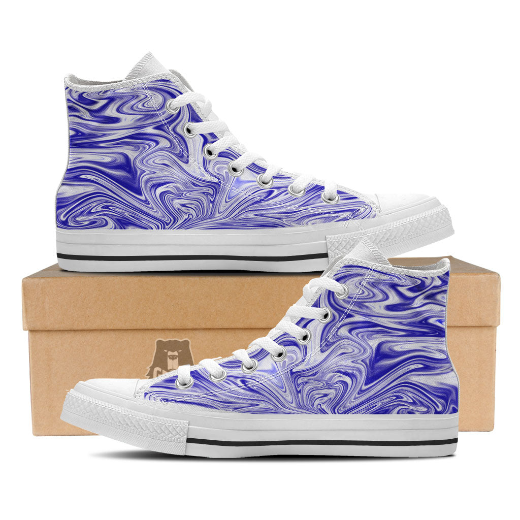 Liquid Psychedelic Print Pattern White High Top Shoes-grizzshop