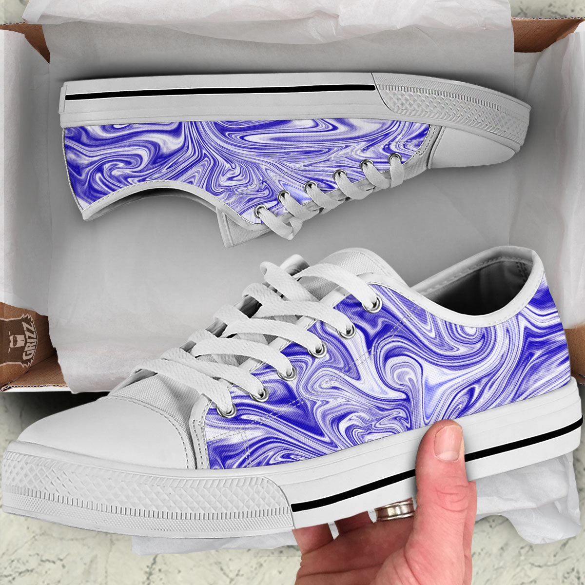 Liquid Psychedelic Print Pattern White Low Top Shoes-grizzshop