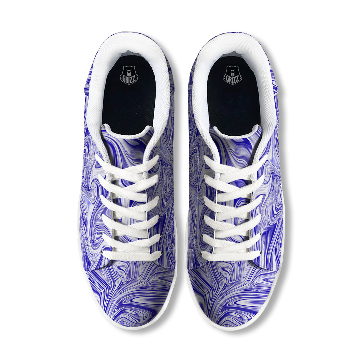 Liquid Psychedelic Print Pattern White Low Top Sneakers-grizzshop