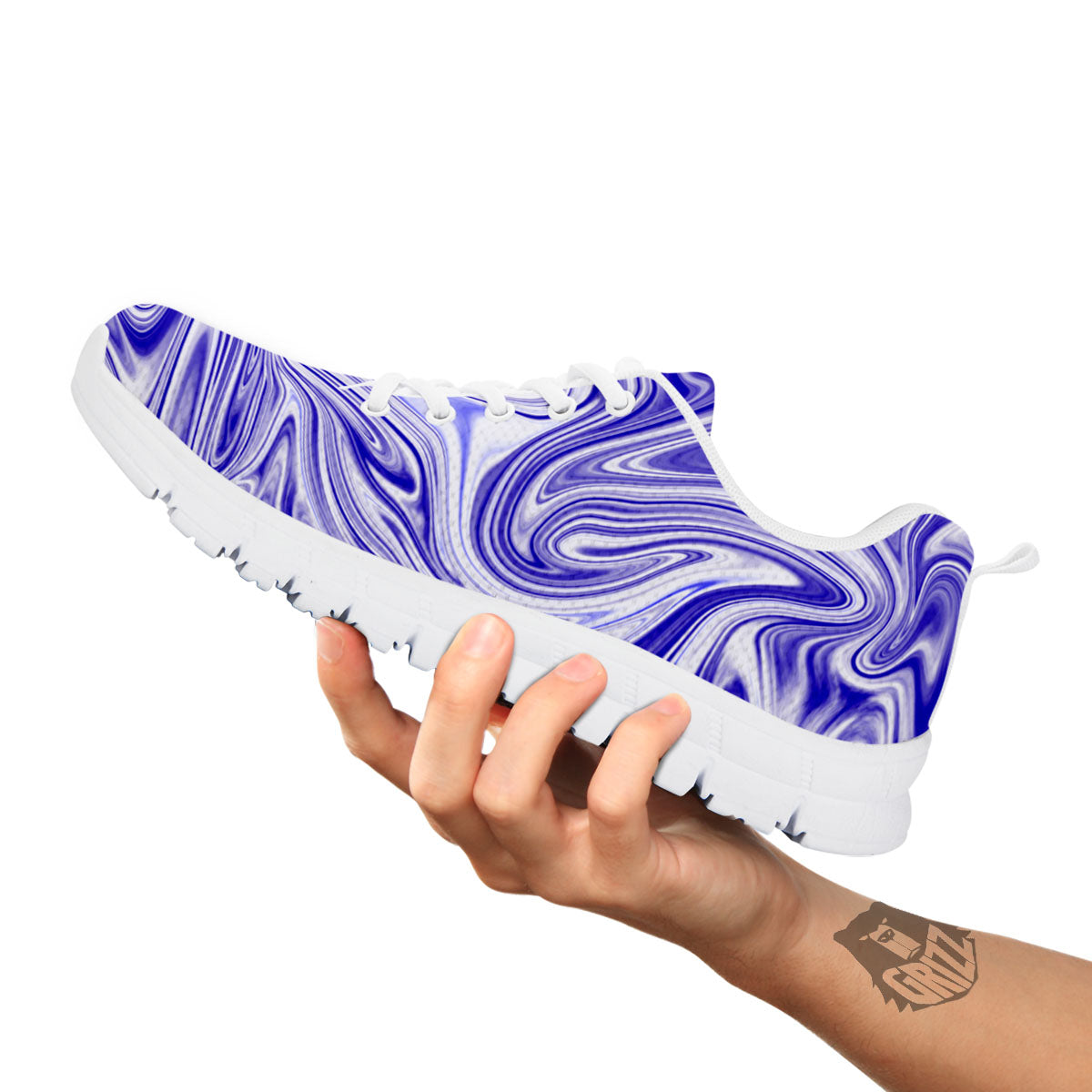 Liquid Psychedelic Print Pattern White Sneaker-grizzshop