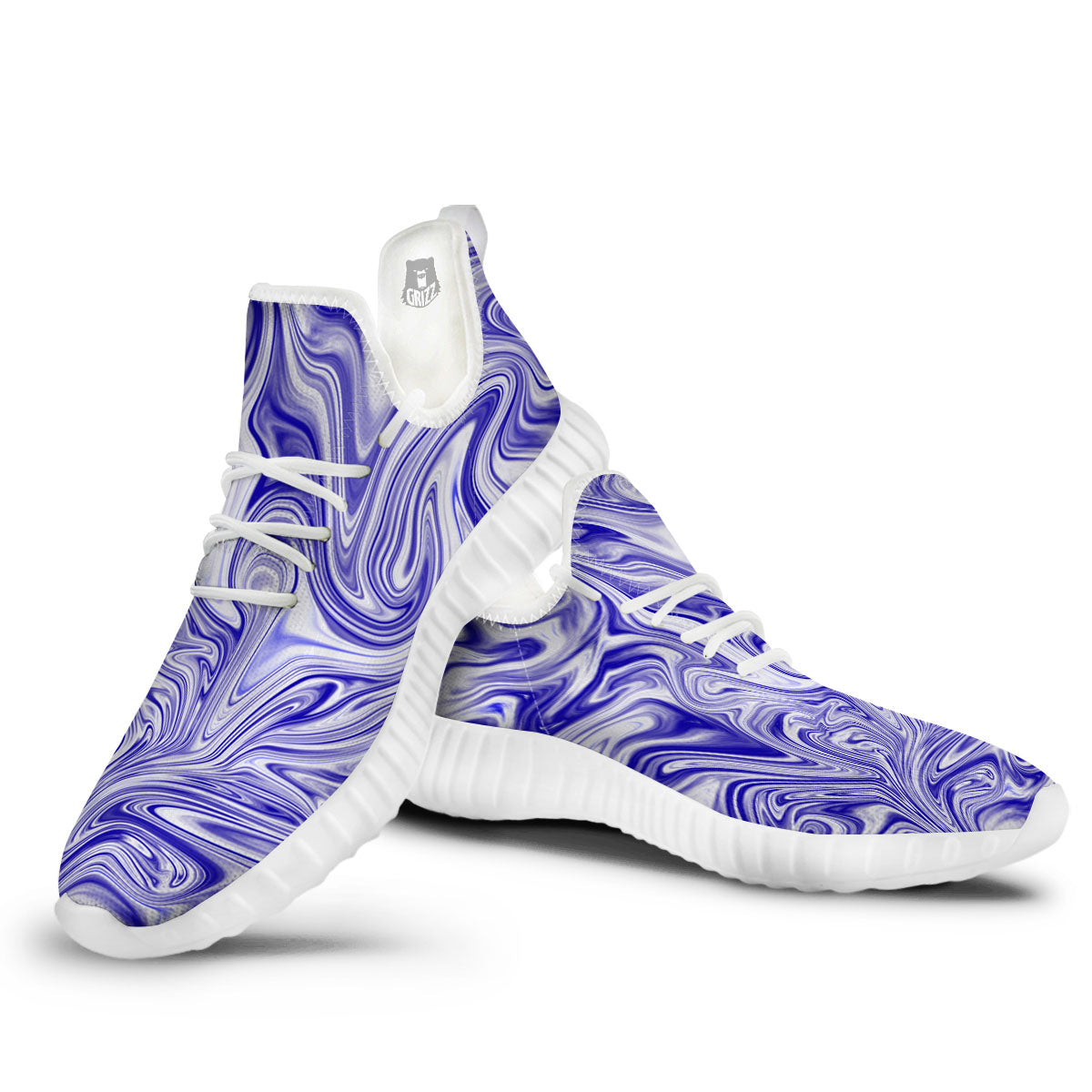 Liquid Psychedelic Print Pattern White Walking Shoes-grizzshop