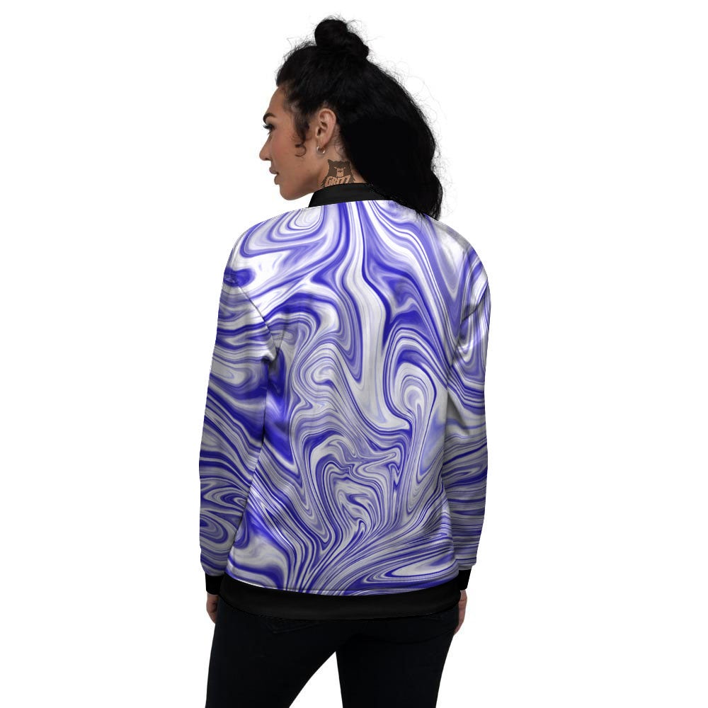 Liquid Psychedelic Print Pattern Women's Bomber Jacket-grizzshop