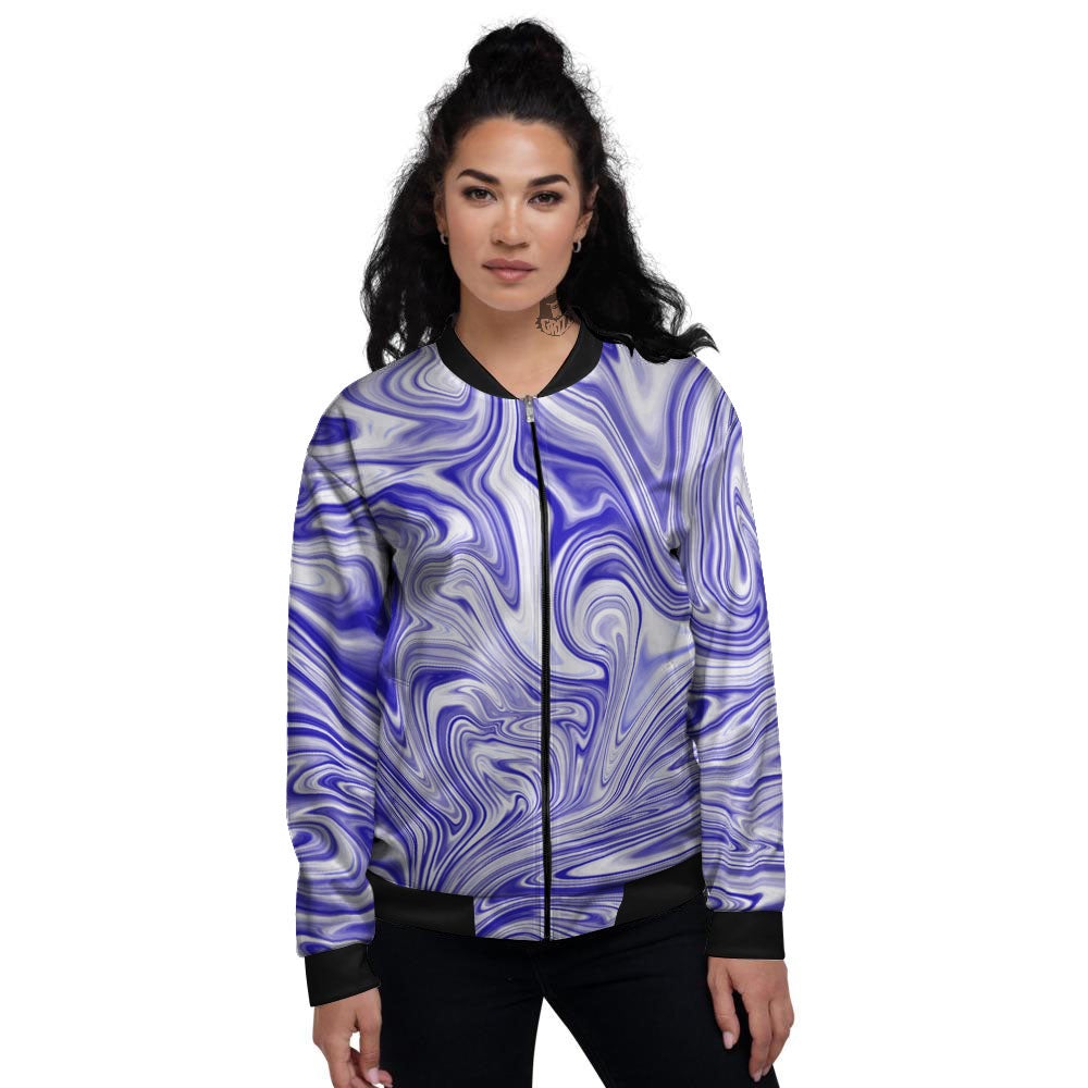 Liquid Psychedelic Print Pattern Women's Bomber Jacket-grizzshop