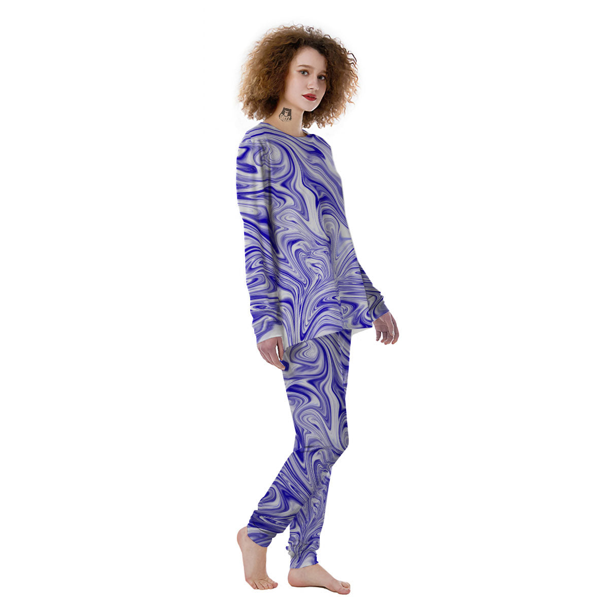 Liquid Psychedelic Print Pattern Women's Pajamas-grizzshop