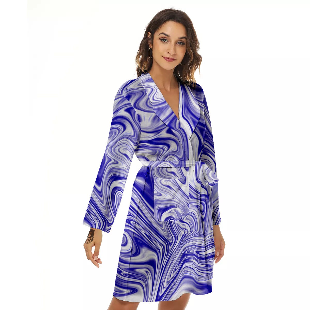 Liquid Psychedelic Print Pattern Women's Robe-grizzshop