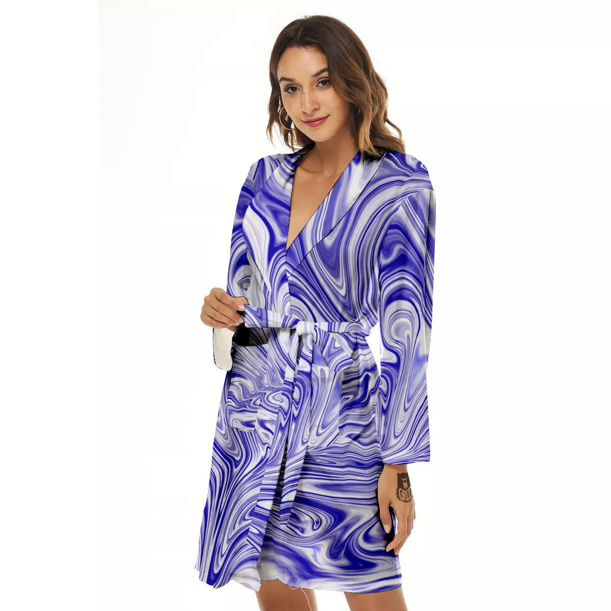 Liquid Psychedelic Print Pattern Women's Robe-grizzshop