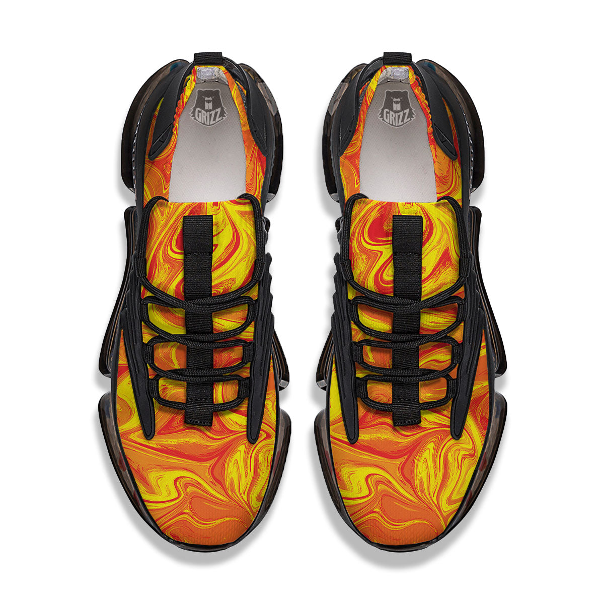 Liquid Psychedelic Trippy Orange Print Black Gym Shoes-grizzshop