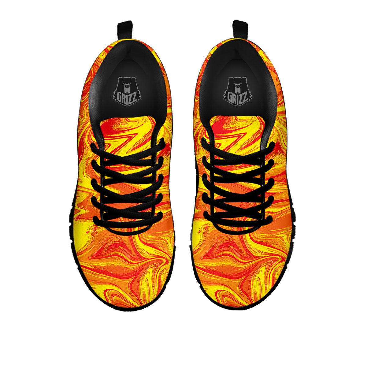 Liquid Psychedelic Trippy Orange Print Black Sneaker-grizzshop