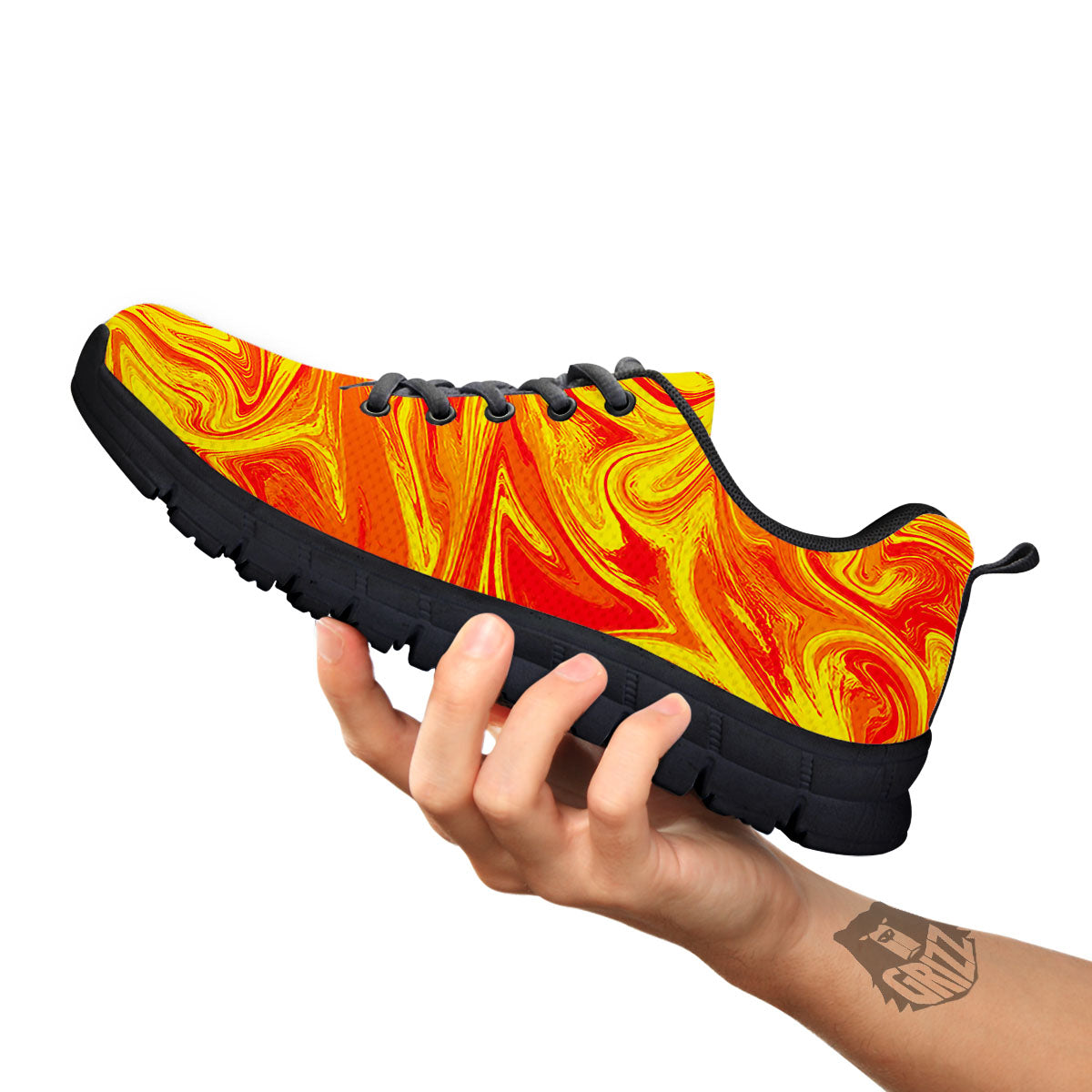 Liquid Psychedelic Trippy Orange Print Black Sneaker-grizzshop