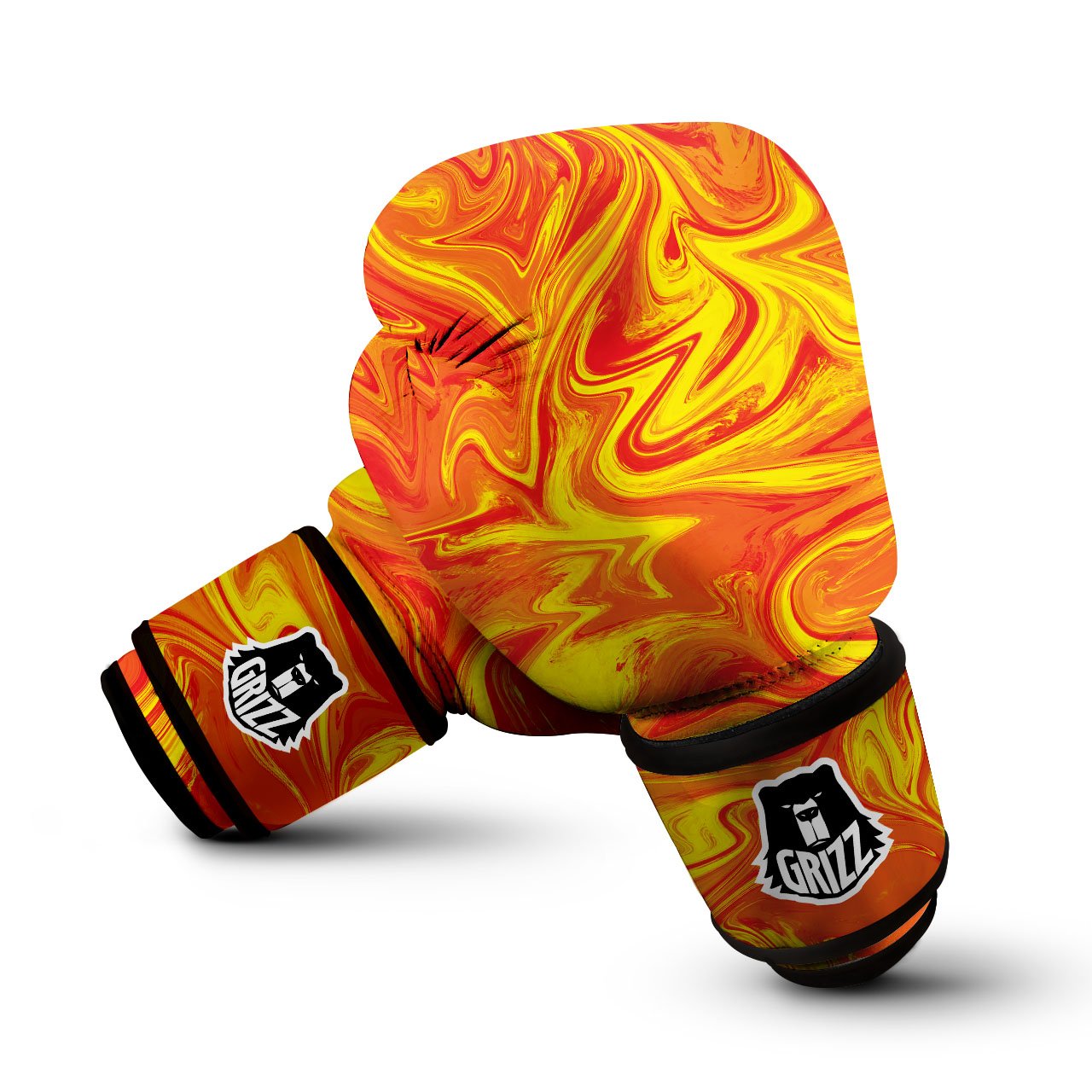 Liquid Psychedelic Trippy Orange Print Boxing Gloves-grizzshop