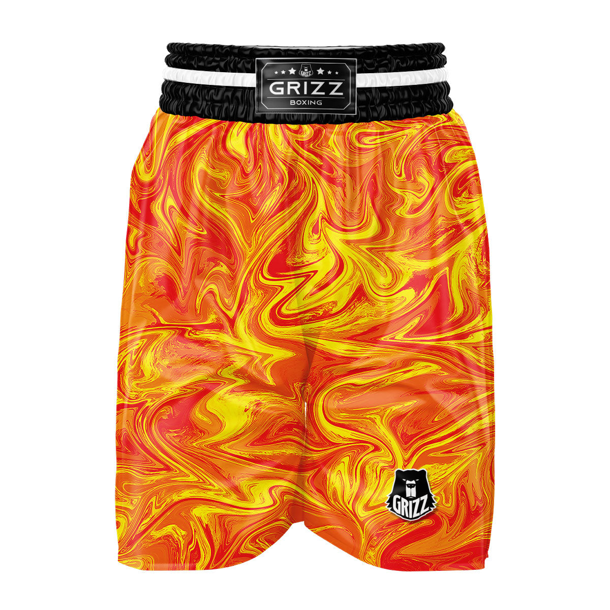 Liquid Psychedelic Trippy Orange Print Boxing Shorts-grizzshop