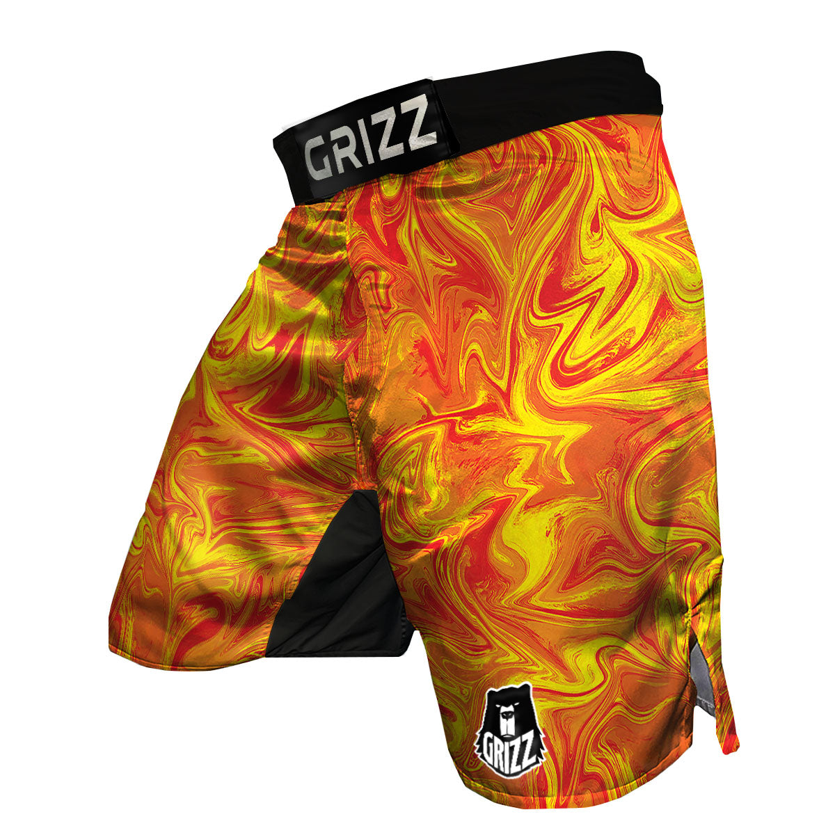 Liquid Psychedelic Trippy Orange Print MMA Shorts-grizzshop