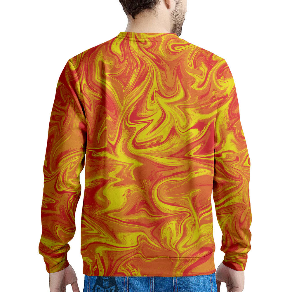 Liquid Psychedelic Trippy Orange Print Men's Sweatshirt-grizzshop