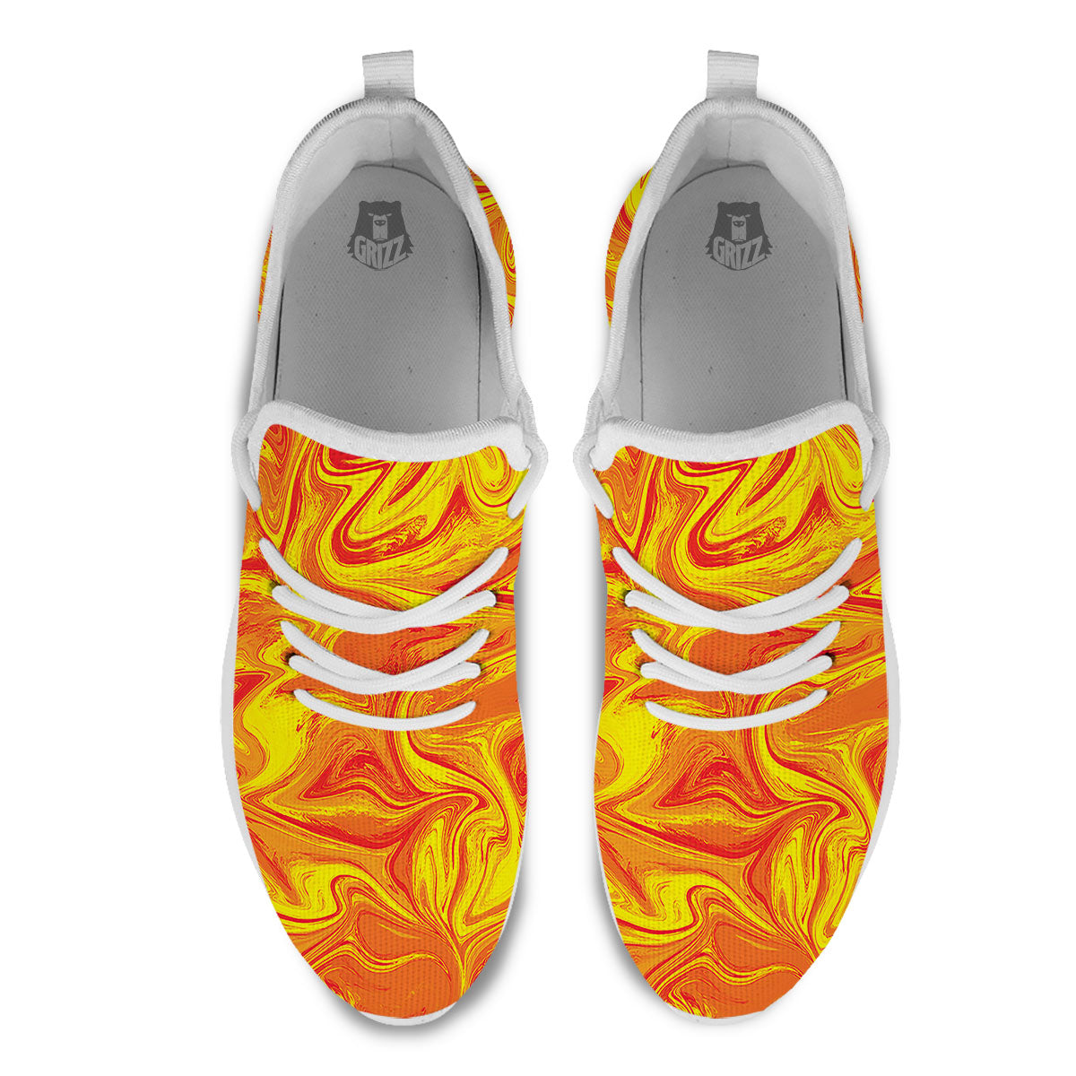 Liquid Psychedelic Trippy Orange Print White Athletic Shoes-grizzshop