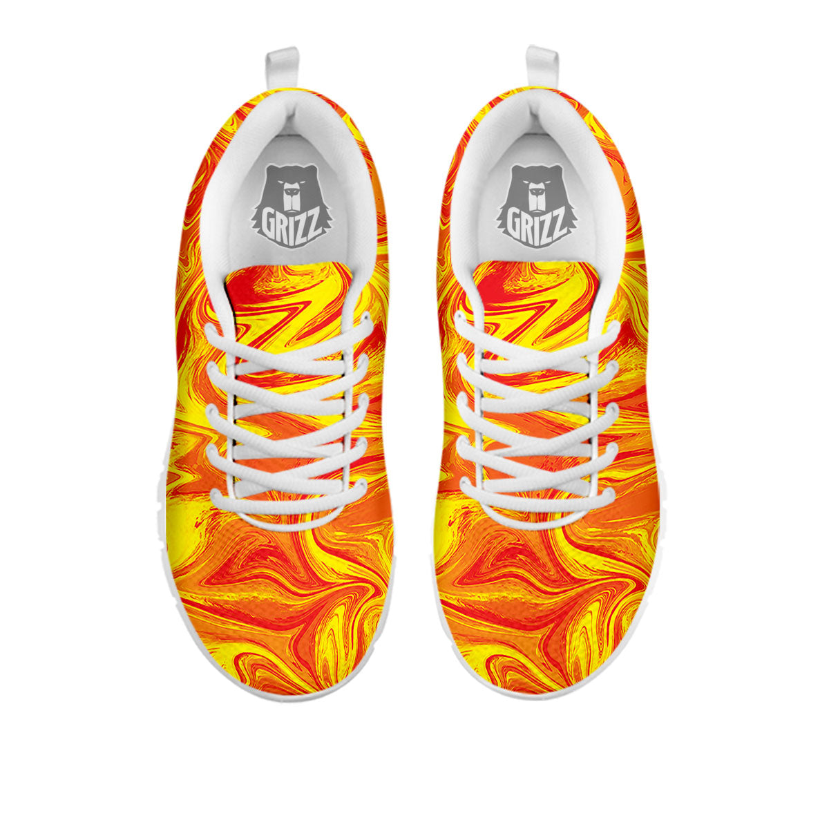 Liquid Psychedelic Trippy Orange Print White Sneaker-grizzshop