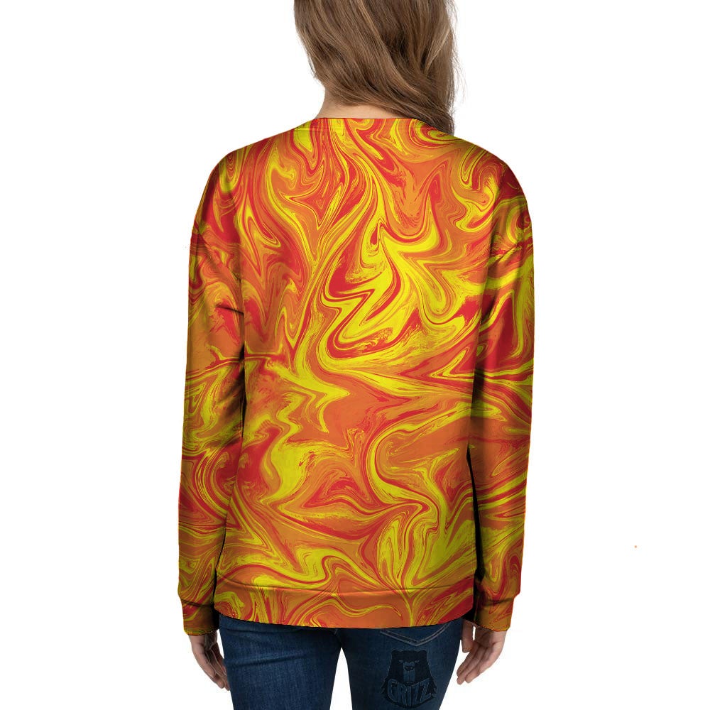 Liquid Psychedelic Trippy Orange Print Women's Sweatshirt-grizzshop