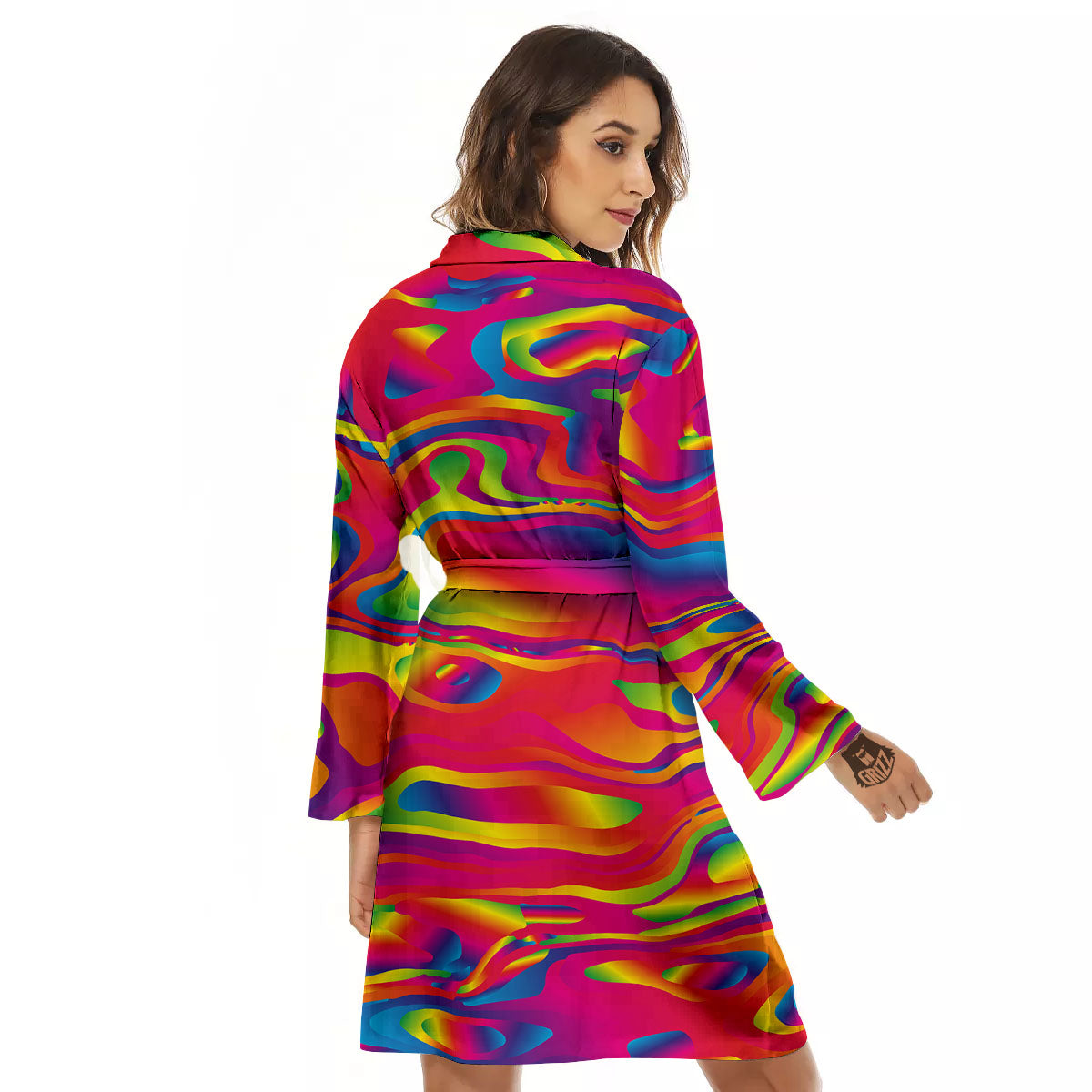Liquid Trippy Abstract Colorful Print Women's Robe-grizzshop