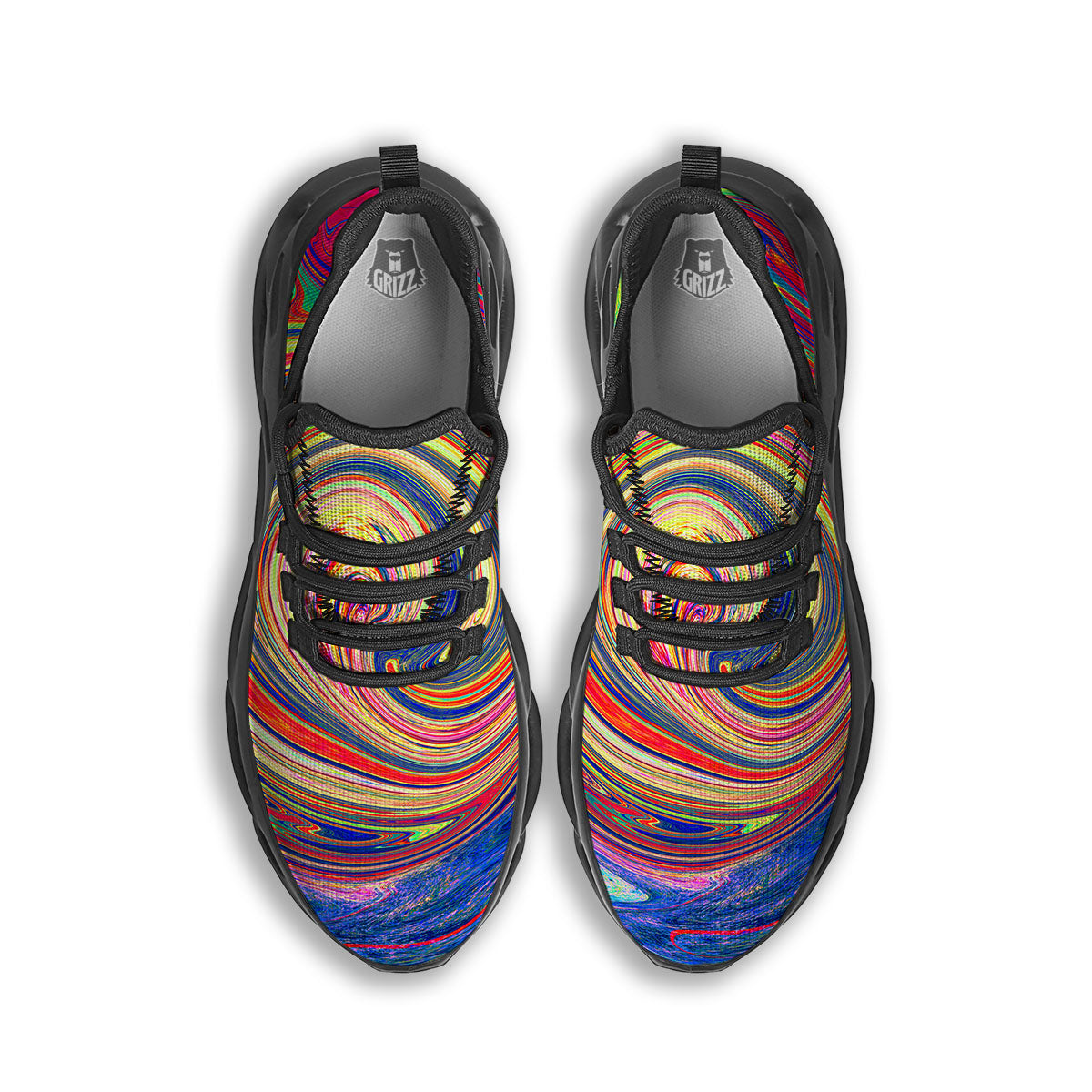 Liquid Trippy Abstract Psychedelic Print Black Running Shoes-grizzshop
